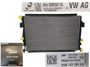 KOMPLET ORYGINALNA CHŁODNICA CHŁODNICE WODY KLIMATYACJI  VW SKODA SEAT AUDI 5Q0121251EA 5Q0816411AL
